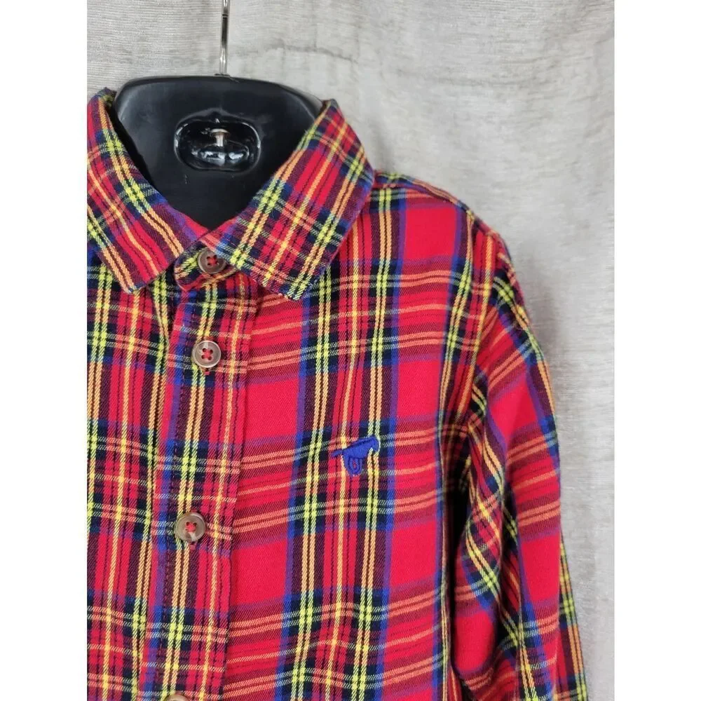 Wrangler Flannel Kids' Red Plaid Button-Up Shirt Boys Toddler Size 5T